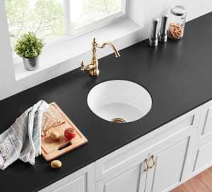 Camden Fireclay Round Top/undermount  Single Bowl Sink – Gloss White – 470x228mm | FCSR470GW