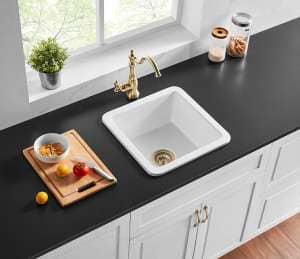 Camden Fireclay Top/undermount Single
  Bowl Sink – Gloss White – 457x457x228mm | FCS457GW