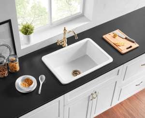 Camden Fireclay Top/undermount Single
  Bowl Sink – Gloss White – 677x470x254mm | FCS677GW