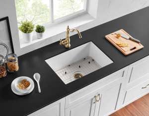 Camden Fireclay Top/undermount Single
  Bowl Sink – Gloss White – 677x470x254mm | FCS677GW