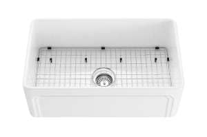 Kensington Fireclay Farmhouse Sink –
  Single Bowl – Gloss White – 758x453x254mm | FCS758GW