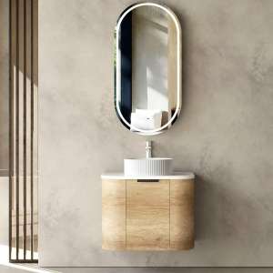 Bondi Curve Wall Hung Vanity – Natural Oak – 600mm | BO600N
