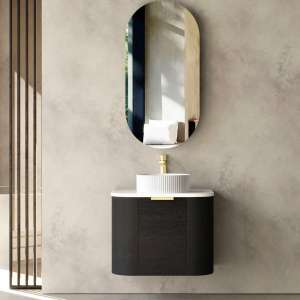 Bondi Curve Wall Hung Vanity – Black Oak – 600mm | BO600B