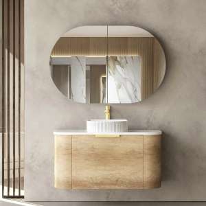 Bondi Curve Wall Hung Vanity – Natural Oak – 900mm | BO900N