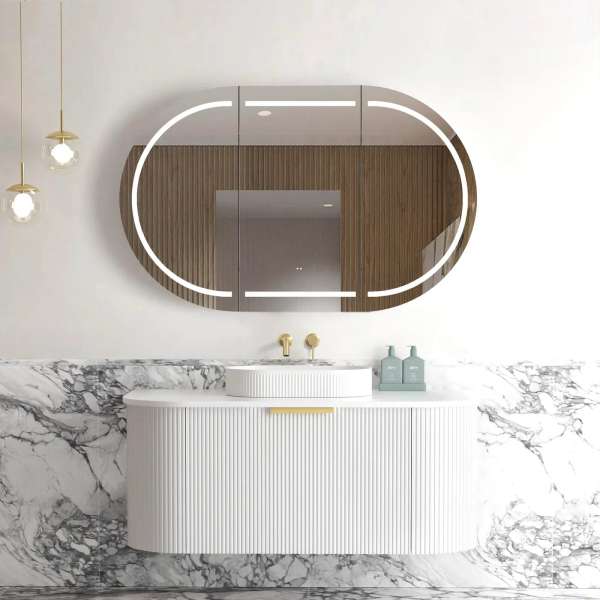 Bondi Curve Wall Hung Vanity - White Oak - 1200mm | BO1200W