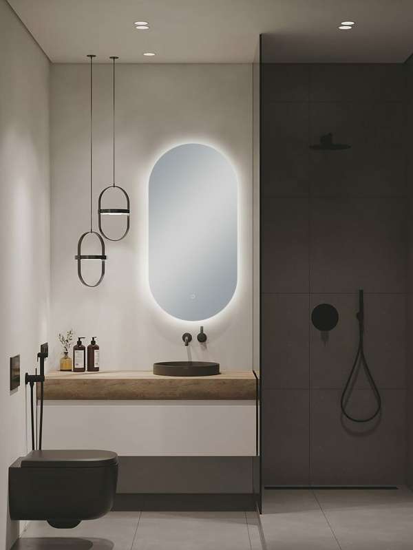 oval led mirror 450x900mm ldo br