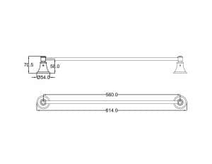 Clasico Single Towel Rail – 600mm – Brushed Nickel | 66501-600BN