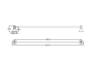 Clasico Single Towel Rail – 800mm – Brushed Gold | 66501-800BG
