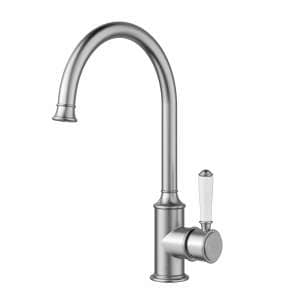 Clasico Gooseneck Sink Mixer Ceramic handle  – Brushed Nickel | HYB868-101A-BN