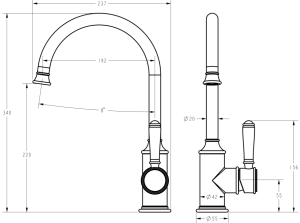 Clasico Gooseneck Sink Mixer Ceramic handle – Matt Black | HYB868-101A-MB