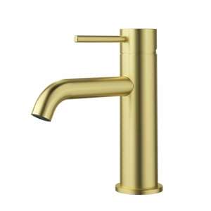 Otus Slimline Stainless Steel Basin Mixer Curved Spout – Brushed Gold | PLC2001SS-BG