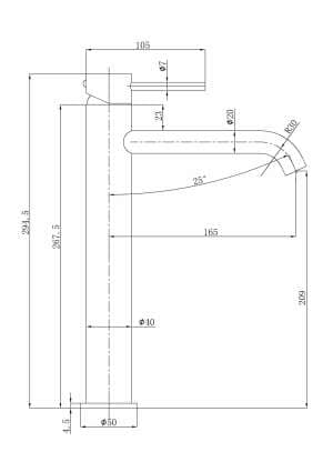 Otus Slimline Stainless Steel Highrise Basin Mixer Curved Spout – Gun Metal  | PLC2002SS-GM