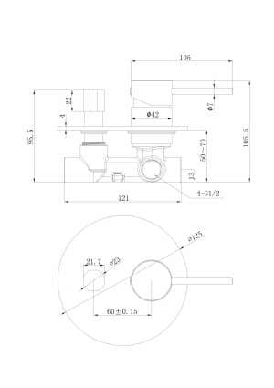 Otus Slimline Stainless Steel Wall Diverter Mixer Trim Kits  – Gun Metal  | PLC3002SS-TK-GM