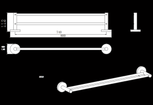 LUCID PIN Gun Metal Grey Double Towel Rail Rail – 800mm | GM6602.TR