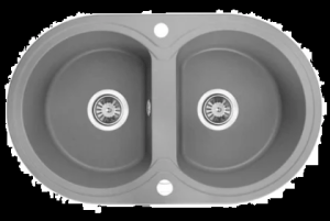 Laveo Dafne Grey Granite Double Bowl Stone Kitchen Sink – 470x780x204mm | LO-SBD520T