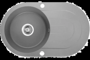 Laveo Dafne Grey Granite Single Bowl with Drain Board Stone Kitchen Sink – 470x780x204mm | LO-SBD581T