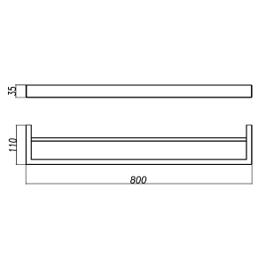 IVANO Matt Black Double Towel Rail – 800mm | OX7002.8.TR