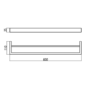 IVANO Matt Black Double Towel Rail – 600mm | OX7002.TR