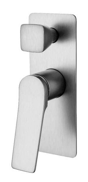 RUSHY Square Brushed Nickel Wall Mixer With Diverter | BU0155-2.ST