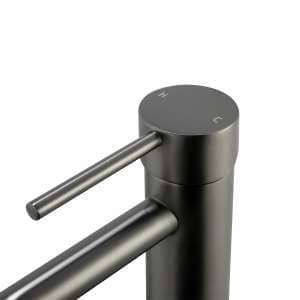 LUCID PIN Round Brushed Gun Metal Grey Basin Mixer | BUGM0150.BM