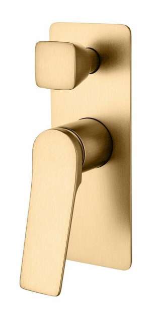 RUSHY Square Brushed Gold Wall Mixer With Diverter | BUYG0155-2.ST