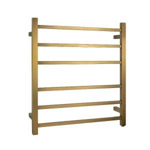 Square Brushed Gold Electric Heated Towel
  Rack – 6 Bars – 620mm | BUYG06.S.HTR