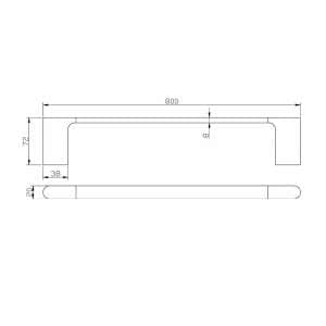 AU Brushed Nickel Single Towel Rail – 800mm | BU8001.8.TR
