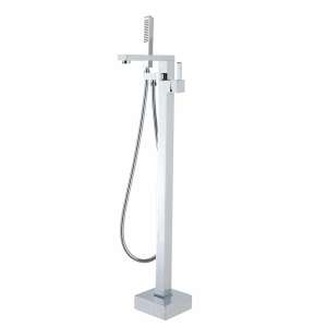 Square Chrome Freestanding Bath Mixer With Handheld Shower | CH0117.BS