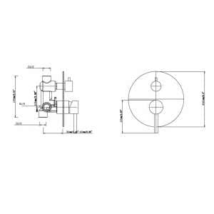 LUCID PIN Round Gun Metal Grey Wall Mixer with Diverter | GM0125-2.ST