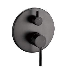LUCID PIN Round Gun Metal Grey Wall Mixer with Diverter | GM0125-2.ST