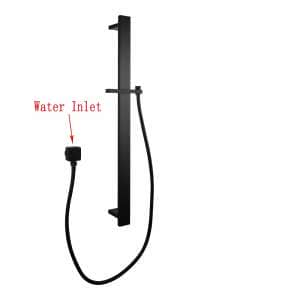 Square Matt Black Sliding Shower Rail without Handheld Shower | OX2149.SH.N