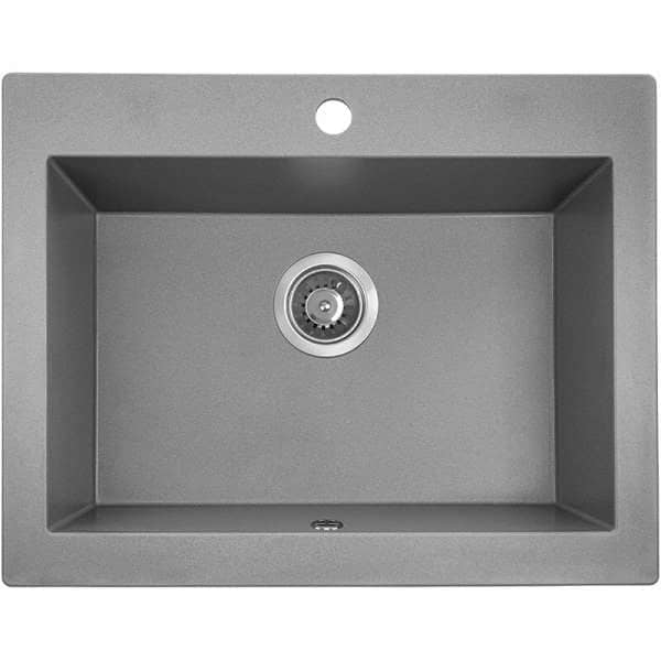 Laveo Komodo Grey Granite Double Bowl Stone Kitchen Sink - 490x580x220mm | LO-SBK510A