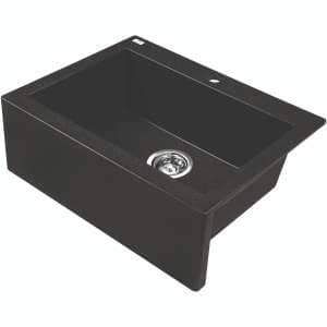 Laveo Komodo Matt Black Granite Double Bowl Stone Kitchen Sink – 490x580x220mm | LO-SBK710A