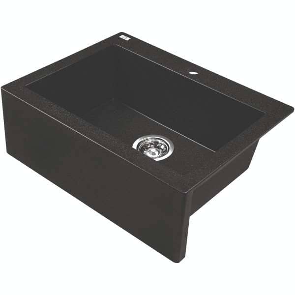 Laveo Komodo Matt Black Granite Double Bowl Stone Kitchen Sink - 490x580x220mm | LO-SBK710A