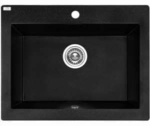 Laveo Komodo Matt Black Granite Double Bowl Stone Kitchen Sink - 490x580x220mm | LO-SBK710A