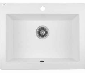 Laveo Komodo White Granite Double Bowl Stone Kitchen Sink - 490x580x220mm | LO-SBK610A
