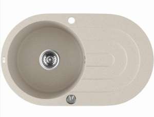 Laveo Dafne Beige Granite Single Bowl with Drain Board Stone Kitchen Sink – 470x780x204mm | LO-SBD481T