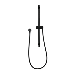 Round Matt Black Adjustable Shower Rail with Wall Connector & Water Hose Only | OX2146.SH.N