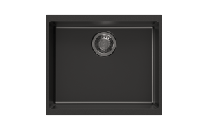 Matt Black Carysil Enigma N100S Granite Single Bowl Stone Kitchen Sink – 530x460x200mm | TWM-EN100S