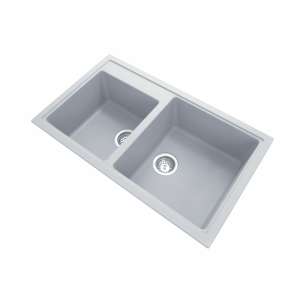 Concrete Grey Carysil New Beethoven D200 Granite 1 and 3/4 Bowl Stone Kitchen Sink – 860x500x200mm | TWMN-200G