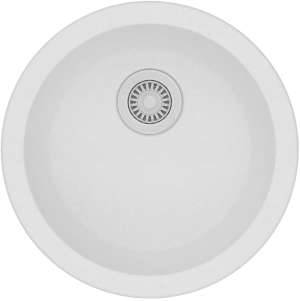Round White Arete Stone Granite Single Bowl Stone Kitchen Sink – 460mm | WH460.KS