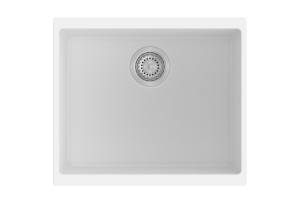 White Carysil Enigma N100S Granite Single Bowl Stone Kitchen Sink – 530x460x200mm | TWM-EN100SW