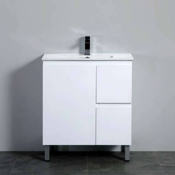 Whitehaven PVC Waterproof Freestanding/Floor Vanity With Cermaic Top - Right Hand Drawers - 750mm | BXV750R