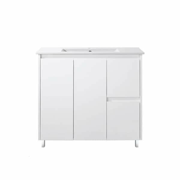 Whitehaven PVC Waterproof Freestanding/Floor Vanity With Cermaic Top - Right Hand Drawers - 900mm | BXV900R