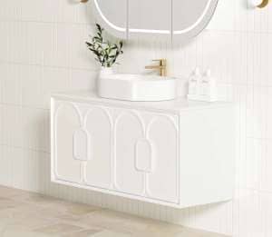 1200mm Laguna Satin White Wall Hung Vanity Cabinet | LG1200W