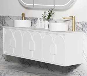1800mm Laguna Satin White Wall Hung Vanity Cabinet | LG1800W
