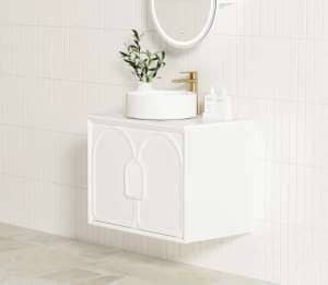 600mm Laguna Satin White Wall Hung Vanity Cabinet | LG600W