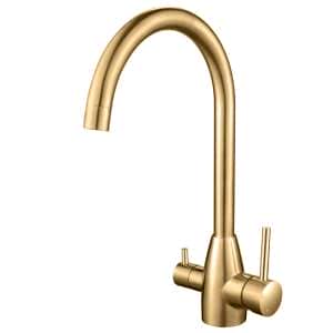 Brushed Gold 3 Way Pure Drinking Water Hot & Cold Swivel Spout Kitchen Mixer | BUYG1041.KM
