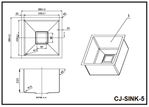 Scratch Resistant Sandblasted Nano Glaze  Sink – 380x380x220 | CJ-SINK-5N