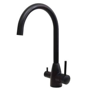 Black 3 Way Pure Drinking Water Hot & Cold Swivel Spout Kitchen Mixer | OX1041.KM